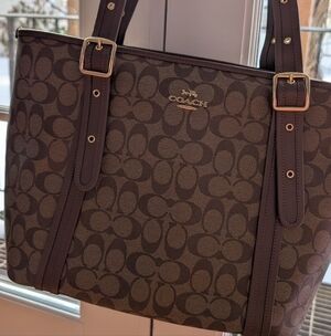 Coach Dark Brown Signature Tote